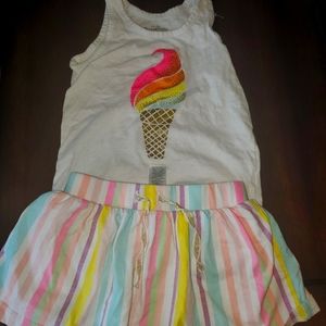 Icecream tank & skirt with attached shorts. Elephant Romper